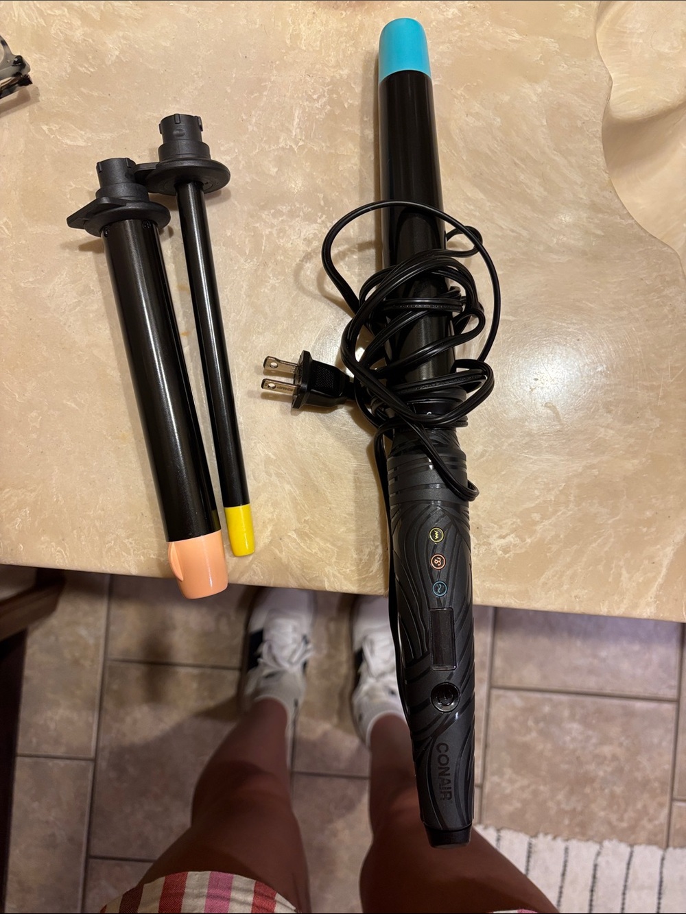 Conair Black Curling Wand with Interchangeable Blue, Peach & Yellow Tips